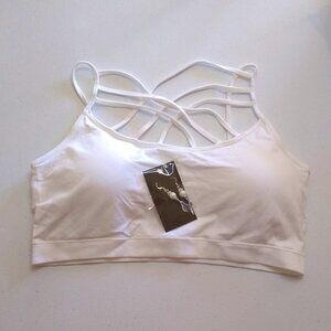 2X/3X White Criss-Cross Straps Leisure Bra & Lily Earrings! Racy Sexy Seductive